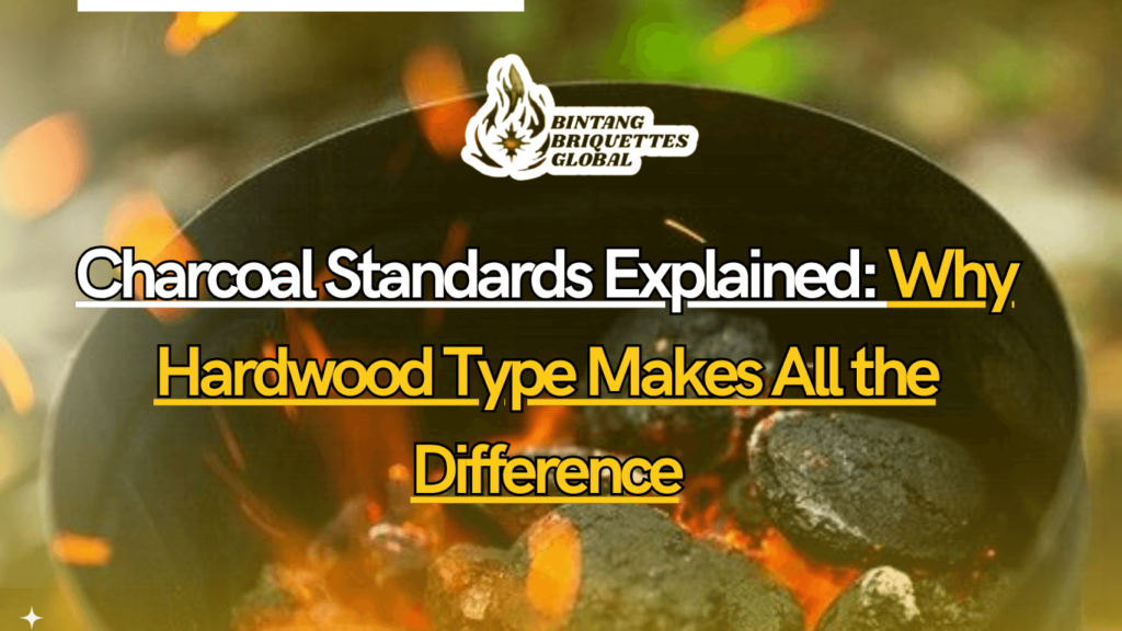 Various types of hardwood charcoal showing differences in texture and quality, illustrating charcoal standards explained