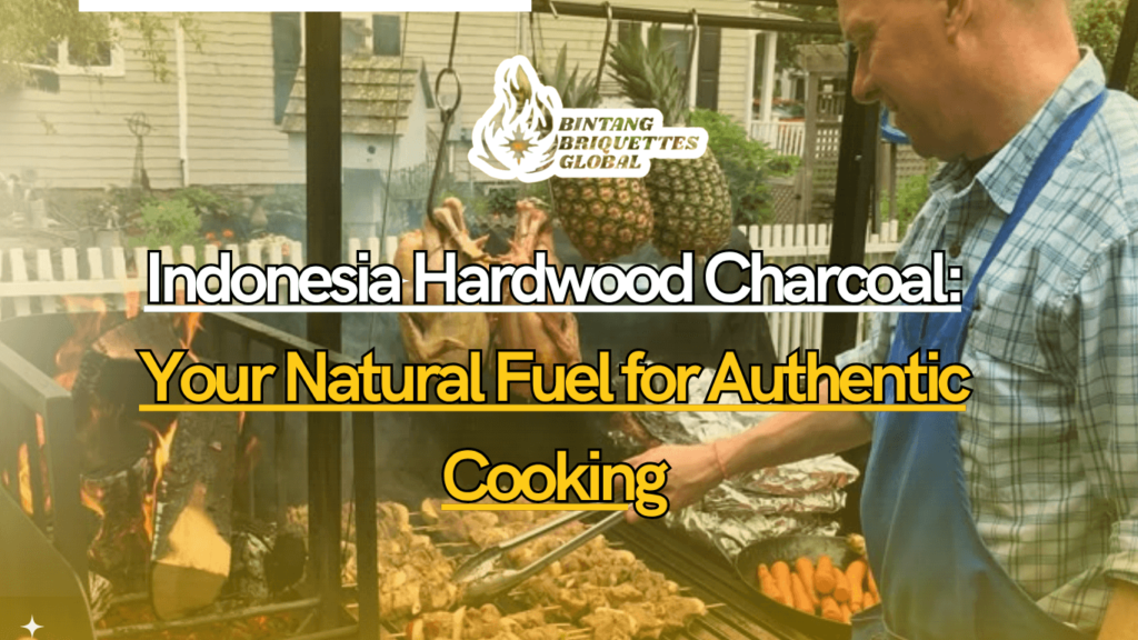 A glowing pile of Indonesia hardwood charcoal briquettes burning in a traditional outdoor grill