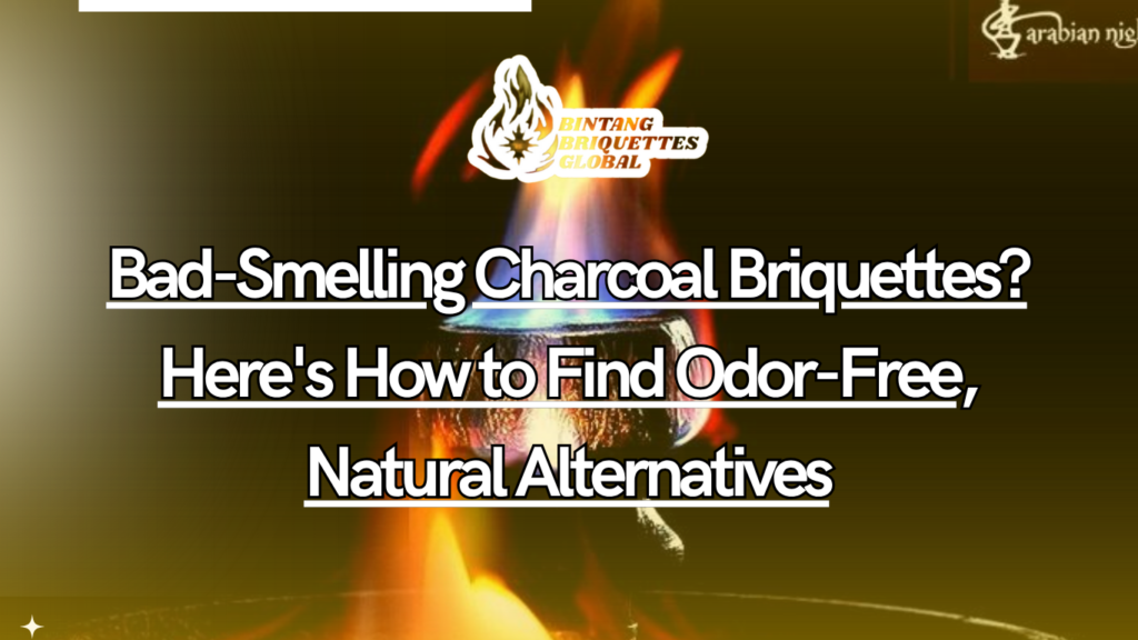 Natural coconut charcoal briquettes burning cleanly without smoke