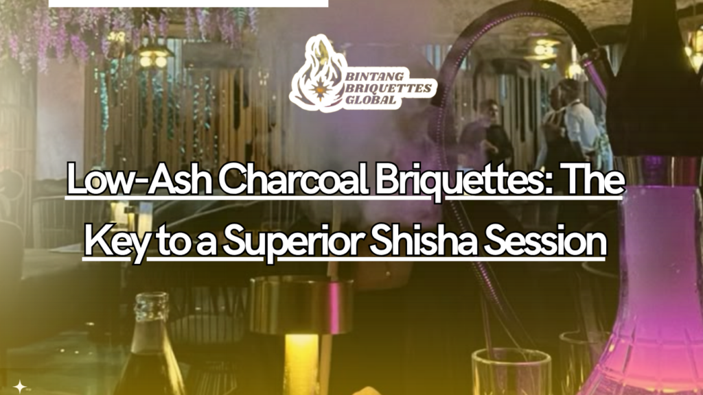 High-quality low-ash coconut charcoal briquettes, glowing with clean burn for the best shisha experience