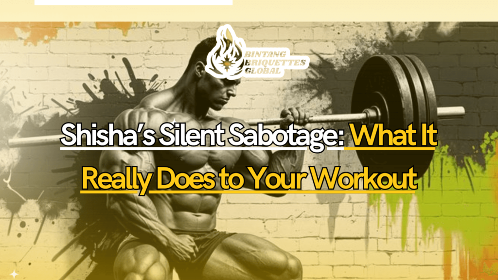 Young athlete smoking shisha near a gym after training