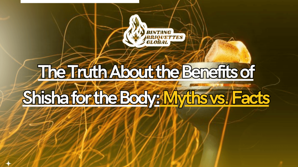 Illustration showing shisha pipe with health icons and myth vs fact symbols