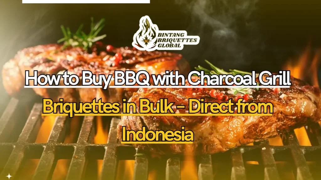 Bulk packaging of coconut charcoal grill briquettes ready for export from Indonesia