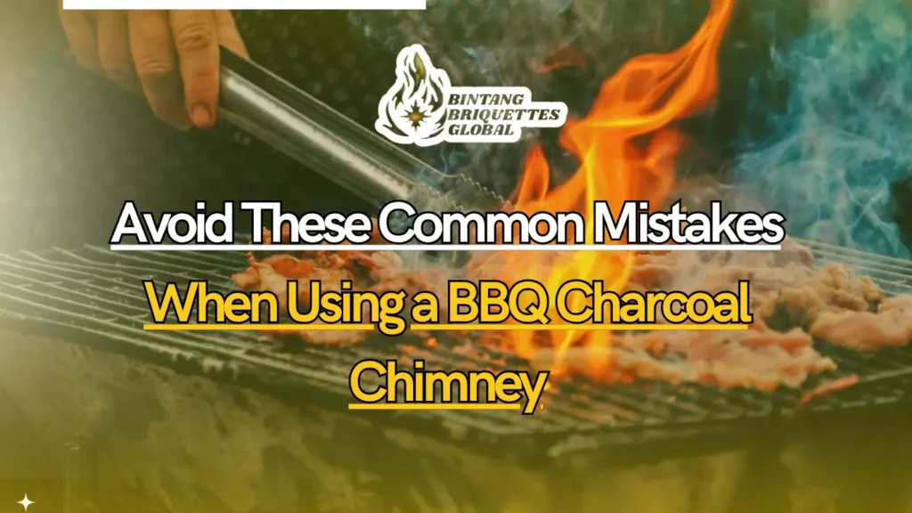 Overfilled BBQ charcoal chimney showing unevenly burned coconut briquettes