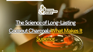 Long-Lasting Coconut Charcoal briquettes glowing evenly during a shisha session