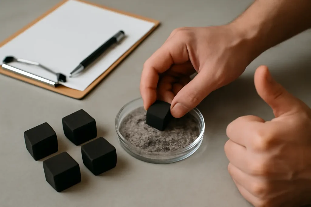 Checking shape, density, burn time, and ash behavior helps buyers select the best shisha charcoal before bulk purchase.