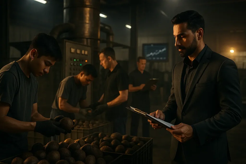 This image highlights the introduction to shisha charcoal factory quality standards. From selecting mature coconut shells to controlling carbonization kilns and quality checks, the factory ensures consistent, low-ash, and high-performance briquettes suitable for importers and shisha lounges worldwide.