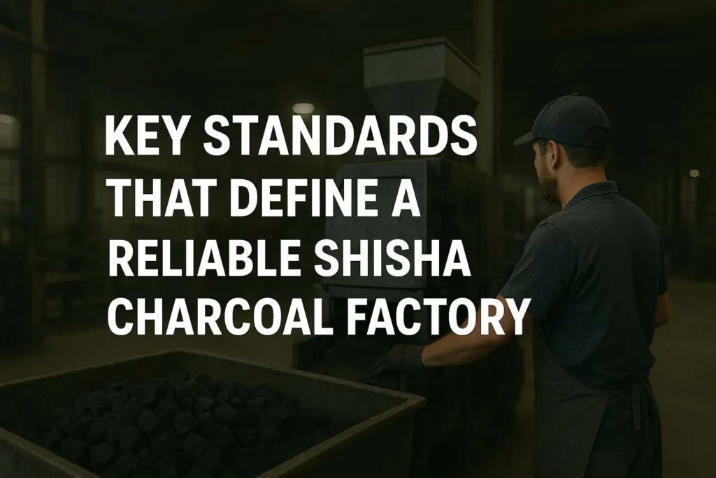A quality control expert inspecting briquettes, symbolizing the strict standards that define a trustworthy shisha charcoal manufacturer.