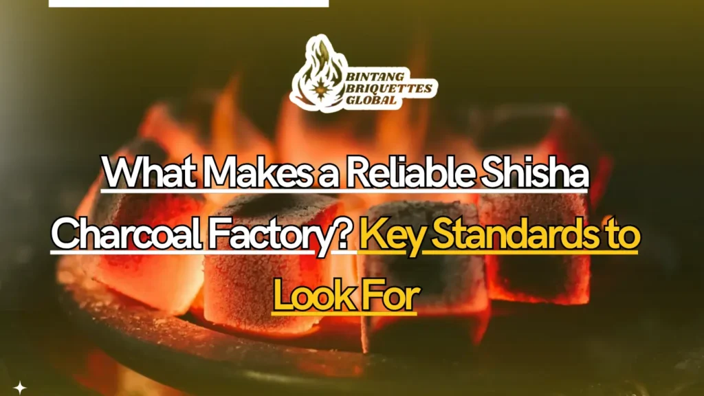 Modern Shisha Charcoal Factory with workers inspecting coconut charcoal briquettes for quality control and consistency